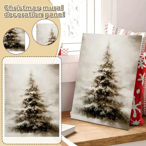 Christmas Tree Wall Art, Rustic Winter Snowy Christmas Tree Canvas Wall Art Prints, Christmas Wall Decorations, Christmas Poster Pictures Wall Decoration for Home, 12x16 Inch Unframed