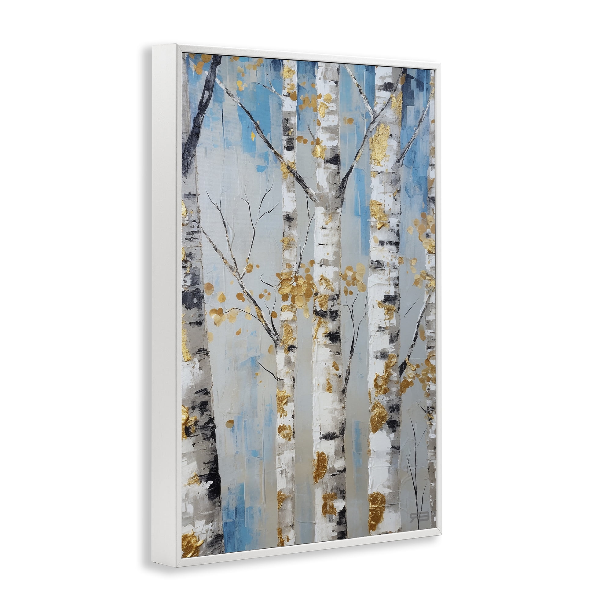 Stupell Industries Birch Trees Foliage Landscape Painting White Framed Art Print Wall Art, 16 x 24