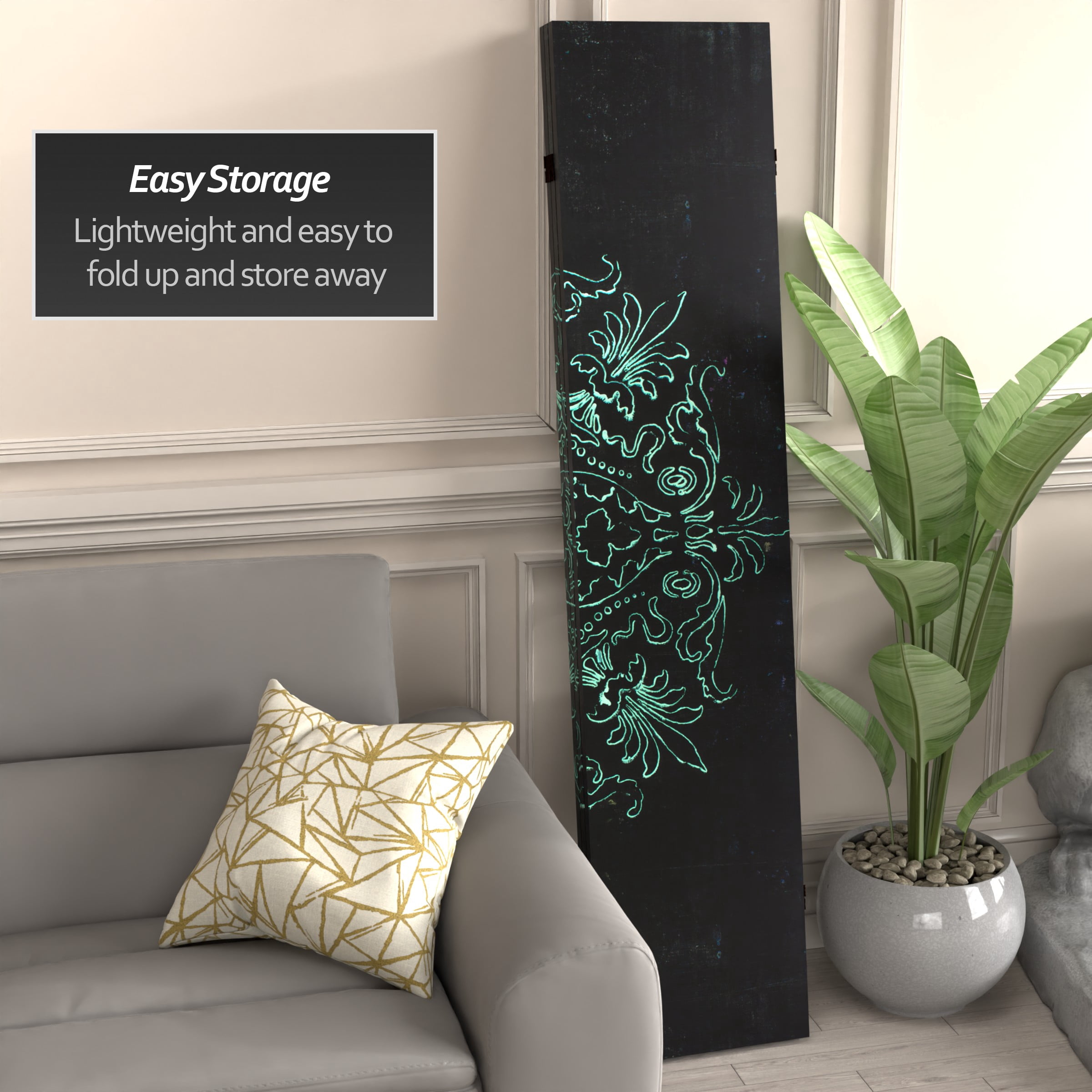 6 ft. Tall Double Sided Sacred Geometry Canvas Room Divider