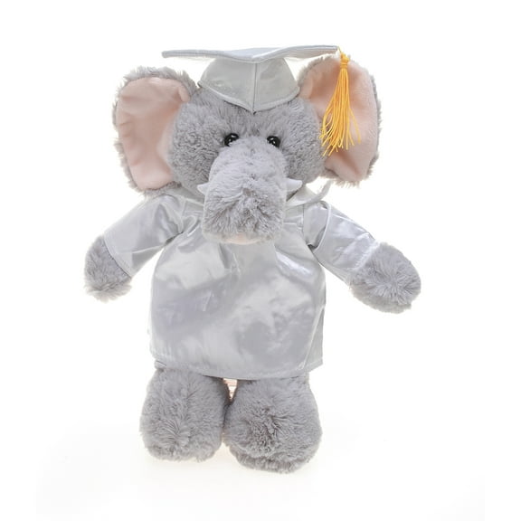 Made by Aliens Elephant Plush Stuffed Animal Toys Present Gifts for Graduation Day, Personalized Text, Name or Your School Logo on Gown, Best for Any Grad School Kids 12 Inches