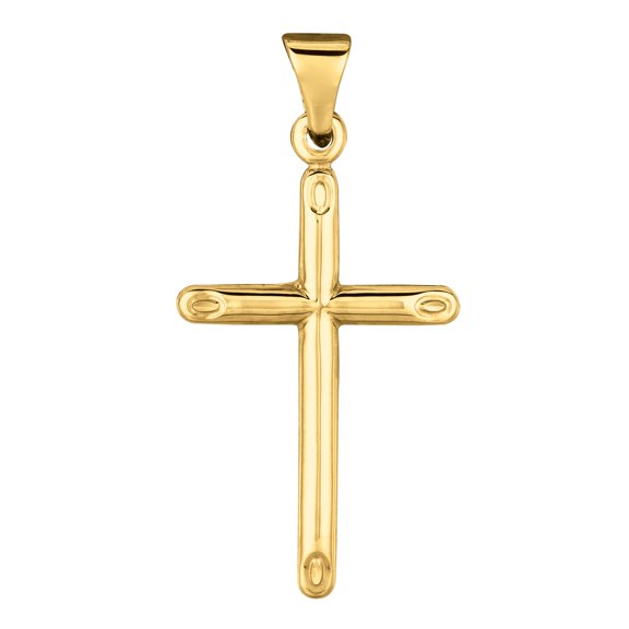 14K Yellow Gold All Shiny Small Cross Pendant by IcedTime