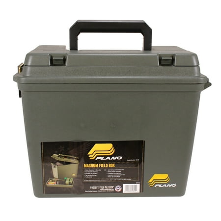 UPC: 0024099318129 | Plano Magnum Field Ammunition Storage Box with Lift Out Tray/Dividers 17 L x 10.3 W x 13 H Olive Drab Green