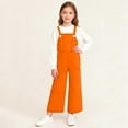 thumbnail image 2 of SGFCWSX Girls Wide-Leg Suspender Pants, Kids School Pants Daily Casual Button Overalls Orange Size 2-3 Years, 2 of 9