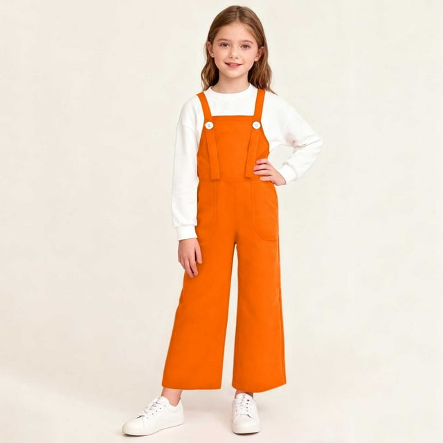 Cowsor Girls Loose Fit Denim Bib Baggy Overall Jumpsuit Straight Wide Leg Stretchy Jean Pants Fashion