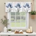thumbnail image 3 of Blue Tulip Leaf Window Valance Curtain Floral Plant Modern Art Rod Pocket Short Curtain for Living Room, Bedroom & Kitchen Window Decor 42x12in, 3 of 8