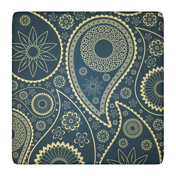 Paisley Tablecloth Classic Chic Vintage Floral Pattern Waterproof Squre Cover with Elastic Fit and Durable Backing