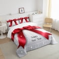 thumbnail image 3 of jejeloiu Happy New Year Queen Comforter Set,Red Bow Bowtie Bedding Sets,Rmerry Christmas Bedding Comforter Set For Men Women,Ultra Soft Home Decor Reversible,3 Pieces, 3 of 8
