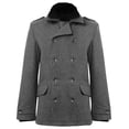 thumbnail image 2 of Ma Croix Mens Wool-Blend Classic Double Breasted Pea Coat with Ribbed Knit Zipper Bib, 2 of 8