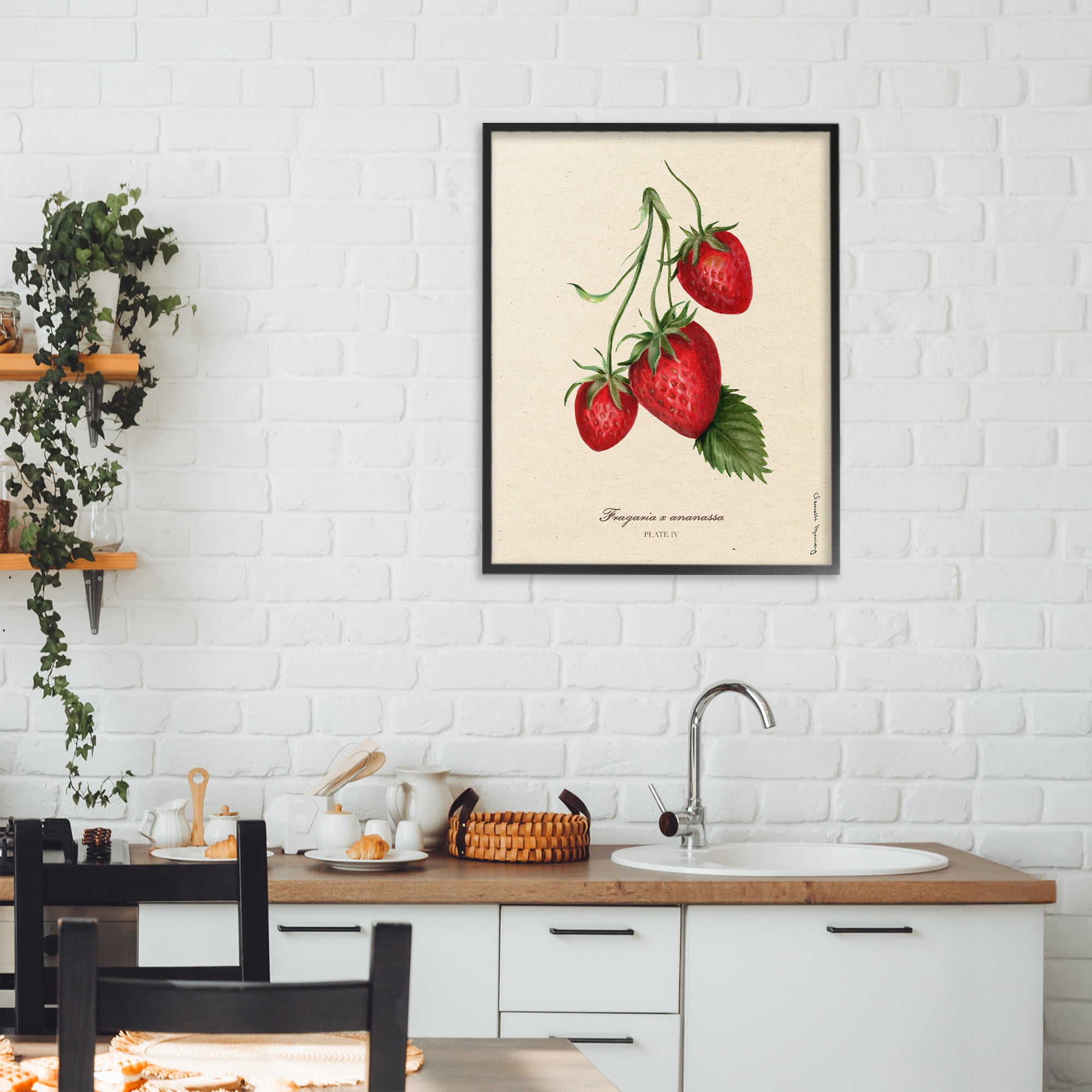 Stupell Industries Strawberry Fruit Portrait Black Framed Giclee Art, design by Danielle Murray