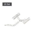 thumbnail image 3 of Unique Bargains 20Sets Ribbon Crimp Clamp Ends with Lobster Claw Clasps & Chain 20mm Silver White, 3 of 7