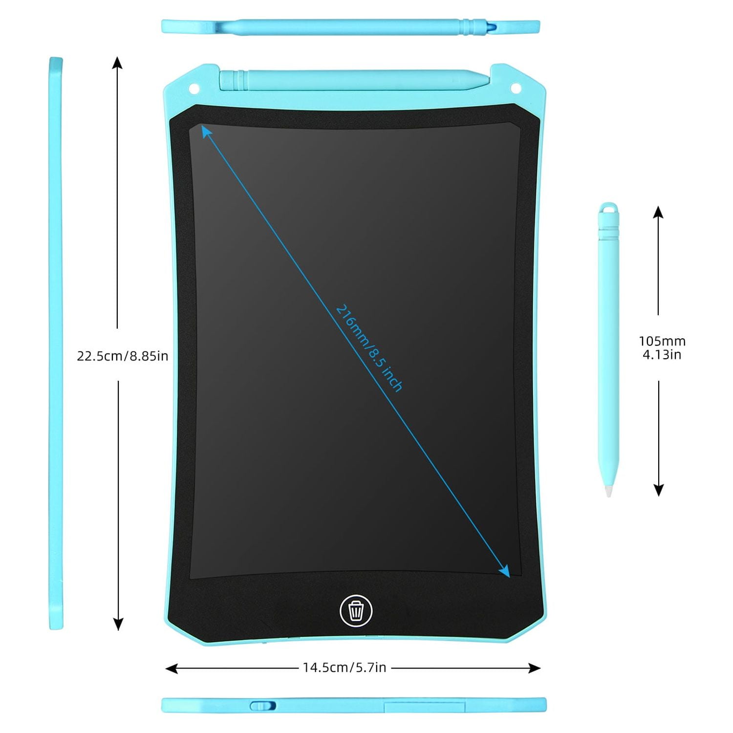 Cimetech LCD Writing Tablet, 8.5 inch Reusable Drawing Pad for Kids, Colourful Screen Drawing Tablet Doodle Board w/ Stylus Pen, Toy for 3 4 5 6 7 8 Years Old Kids, Gifts for Kids and Adults, Blue