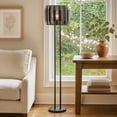 thumbnail image 7 of Benjara Pin 59" Floor Lamp- Drum Shade- Metal Base- Accent Round Base- Black, 7 of 7