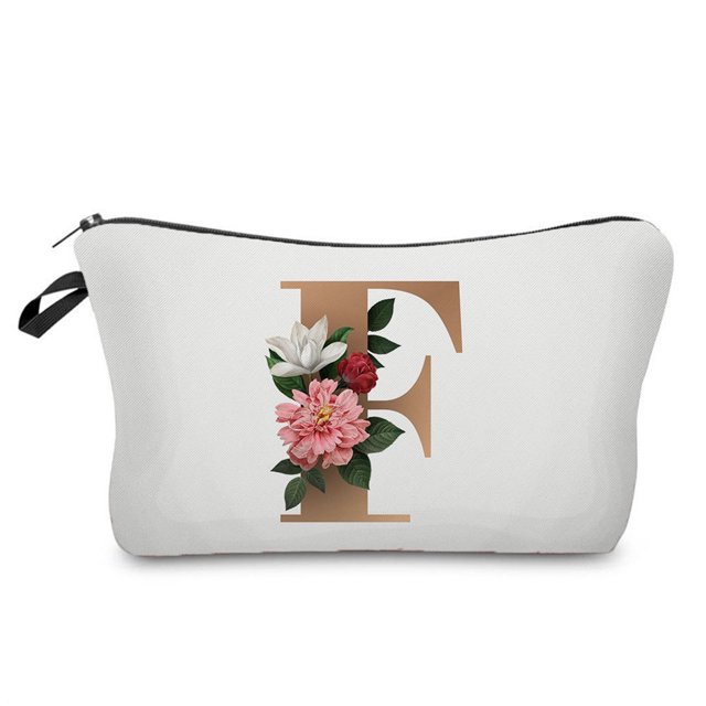 Bilqis Deals Ladies Travel Portable Gold Digital Letter Printing Cosmetic Bag