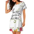 thumbnail image 2 of Easygdp Home Sweet Home Floral Camisón de manga corta para mujer, informal, estampado, 2 of 6