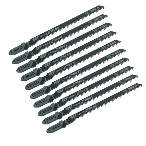 Bosch 10 Pack of 4 Inch 6 TPI T-Shank Jig Saw Blade - T244D-10PK