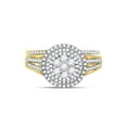 thumbnail image 2 of FB Jewels 10kt Yellow Gold Womens Round Diamond Flower Cluster Bridal Wedding Engagement Ring Band Set 7/8 Cttw, 2 of 4