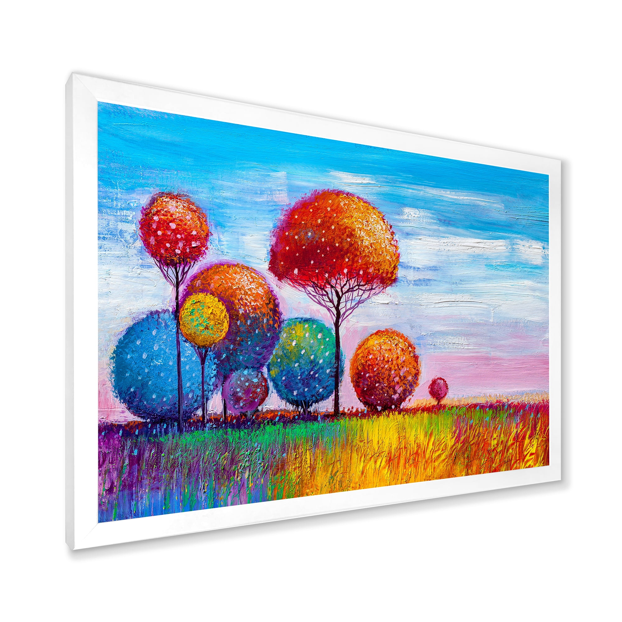 Designart 'Ornamental Colourful Trees IX' Modern Framed Art Print