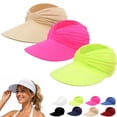 thumbnail image 2 of VISALY Sun Visor Ponytail Hat 3Pc Lightweight Foldable Ponytail Hats Outdoor Lightweight Sun Hat Wide Brim Summer Travel Hat Lightweight Foldable Outdoor Cap Sun Visor Sun Hat Light Yellow One Size, 2 of 9