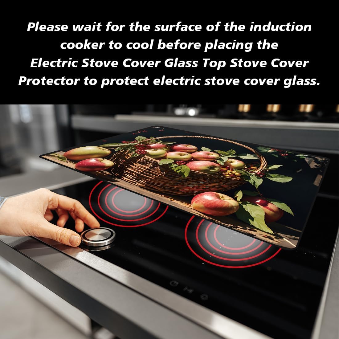 Stove Cover Electric Stove Cover Rubber Glass Stove Top Protector Stove Cover Protector Counter Mat for Electric Stove and Ceramic Granite Tabletop (28.3x20.5 Inch Apples) for DIY