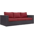 thumbnail image 4 of Modway Convene 3-Piece Outdoor Wicker Rattan Set with Fire Pit - Espresso/Red, 4 of 9