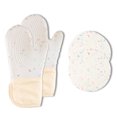 thumbnail image 1 of Manoplas de silicona para horno Guantes de cocina resistentes al calor Manoplas para hornear antideslizantes Guantes de parrilla de doble capa, Blanco, Tipo 2 Inevent HA008770-02, 1 of 7