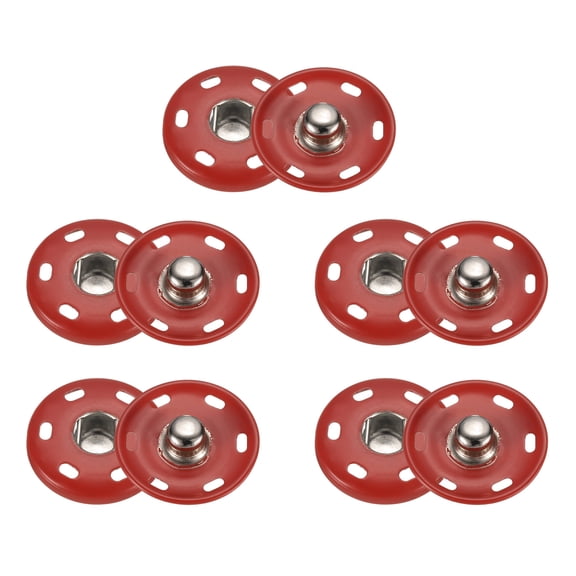 Uxcell 5 Set Sew-on Snap Buttons 21mm Metal Snap Fastener Buttons, Red