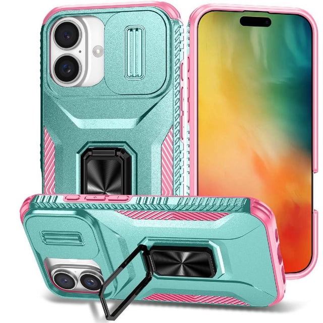 Funda para GANGXUN iPhone 16 - Soporte metálico, Función magnética, Verde