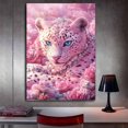 thumbnail image 3 of Mudket Framed Pink Leopard Wall Art, Jeweled Leopard Canvas Print, Cute Trendy Animal Decor for Girls Bedroom Living Room - 12"L x 8"W, 3 of 10