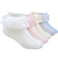 thumbnail image 6 of DIYMAG 10 Pairs Ruffle Socks for Toddler Girls,  Macaron Colors Double Lace Socks for Skirts Match(M), 6 of 6