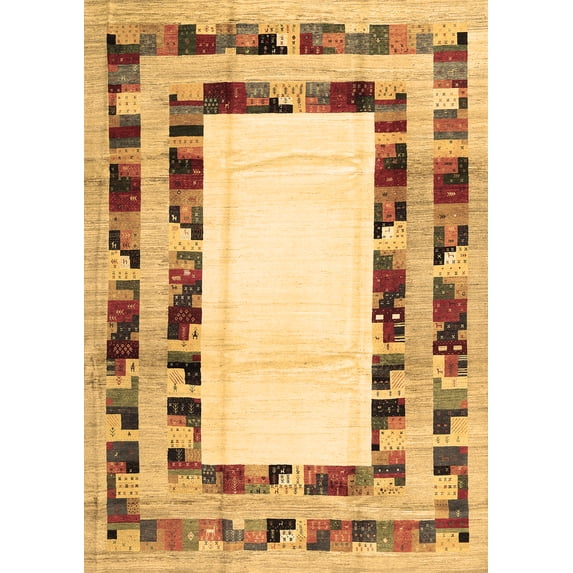 Ahgly Company Indoor Rectangle Abstract Brown Contemporary Area Rugs, 8' x 12'