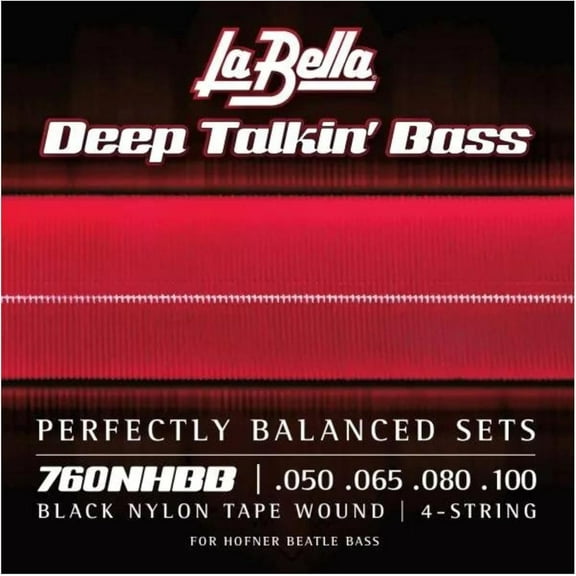 La Bella 750N-B Deep Talkin Brass Black Nylon Tape Wound 5-String, Light Standard Long Scale 50-135