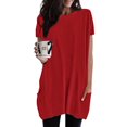 thumbnail image 2 of Holzkary Womens Tunic Tops for Leggings Summer Short Sleeve Casual Long T Shirts Fashion Oversized Crew Neck Tops with Pockets 2025 New Red Xl, 2 of 6