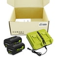 thumbnail image 7 of 2Pack 6.5Ah OP40602 40V Lithium Battery with Rapid Charger Combo for Ryobi 40V Battery and Charger Kit 6Ah OP40601 OP4060A1 5Ah OP4050A 4Ah OP4040 2.6Ah OP40261 2.0Ah OP4020A OP401 Dual Charger, 7 of 7