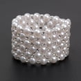 thumbnail image 2 of facefd Women Chic Pearl Rhinestone Stretch Bracelet for Bridal Wedding Prom 6 Row, 2 of 9