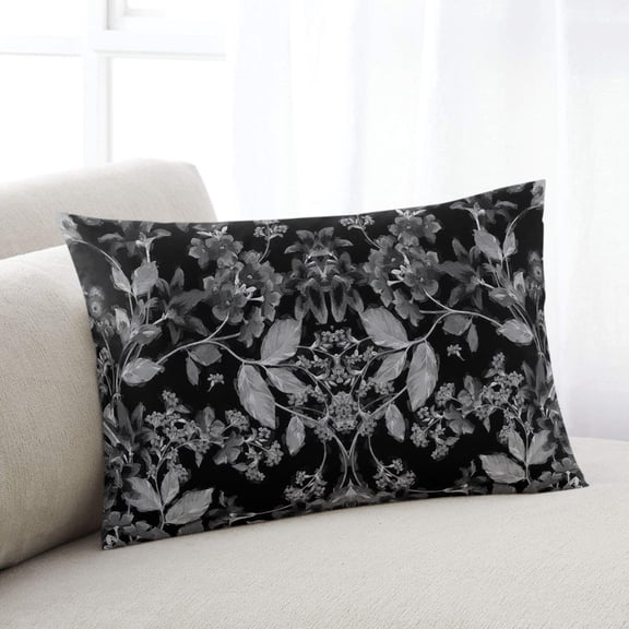 Black and White Floral Throw Pillow Cover, Pillowcase Protectors with Zipper, Breathable Decorative Lumbar Pillow Case Cover, Modern Oil Painting Abstract Art Pillow Shams for Couch Sofa 16x24Inch