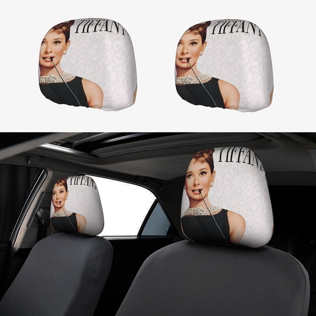 Desayuno con Diamantes Funda Protectora Universal para Reposacabezas de Coche, Funda Elástica para Reposacabezas de Asiento de Auto, Funda de Tela Antipolvo, Accesorios de Interior 2 Piezas