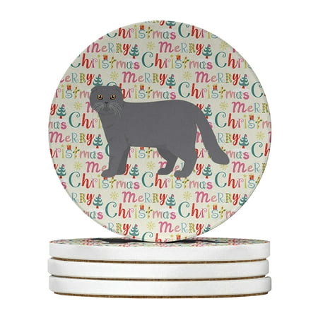 

Scottish Fold #1 Cat Christmas Large Sandstone Coasters Pack of 4 4 in x 4 in