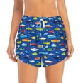 thumbnail image 4 of Lsque Submarines And Whales Printed Women's Running Shorts with Liner Pockets,Elastic Quick Dry Workout Athletic Gym Yoga Shorts,Womens High Waist Shorts-XX-Large, 4 of 9