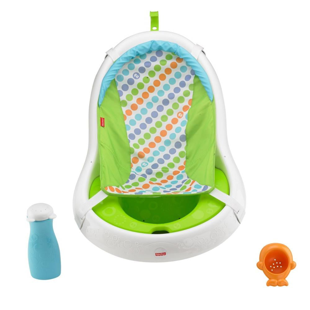 Green 4-in-1 Sling Seat Convertible Baby Bath Tub W/ Squeeze Bottle Whale Scoop 