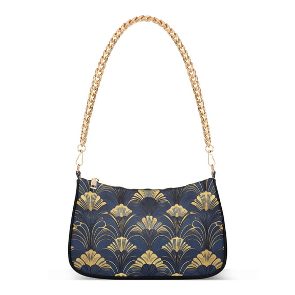 FORMRS Womens Shoulder Bag with Chain Strap Clutch Purse Cute Tote Handbag, Gold Art Pattern