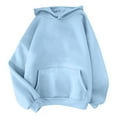 thumbnail image 2 of Elvqul Hoodies Women Under $5 Fleece Pullover Fall Sweatshirts Women Light Blue Solid Long Sleeve Hooded Shirts Tops, 2 of 4