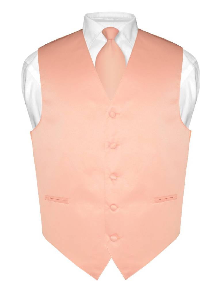 New Men's Vesuvio Napoli Tuxedo Vest Necktie Hankie set prom party Pink 