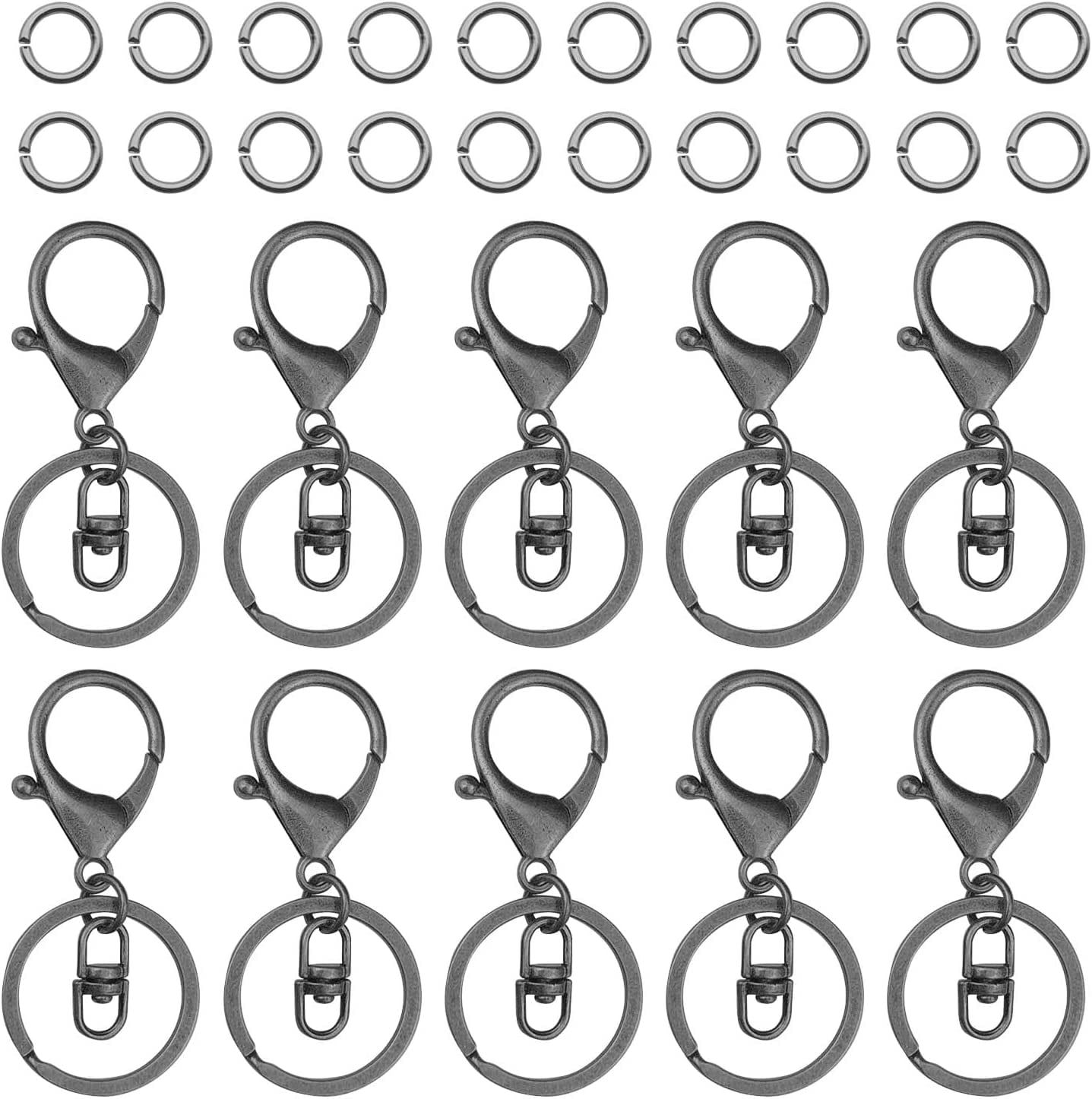 24pcs Metal Swivel Clasps Lanyard Snap Hook Premium Lobster Claw Clasp  Keychain Clip with Key Ring Jump Ring for Jewelry Making, Purses, DIY Art