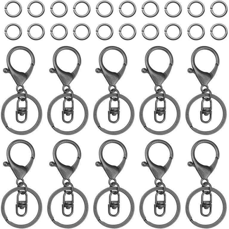 30Pcs Lobster Claw Clasps for Keychain Making,Metal Lobster Clasp Swivel  Trigger Clips with Swivel Clasps Hook Flat Split Keychain Ring 100Pcs Open  Jump Ring for DIY Craft Jewelry Making(Gun Black) 