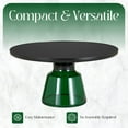 thumbnail image 3 of LeisureMod 30" Round Coffee Table with Glass Top and Black Powder-Coated Iron Rim Tempered Glass Pedestal Base No Assembly for Modern Home, Living Room Tully Collection in Green/Black, 3 of 18