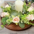 thumbnail image 5 of Artificial Rose Candle Ring Wreath Spring Wreaths For Front Door Fake Flower Candle Holder Wreath With Green Leaves Artificial Flowers Wedding Centerpieces Home Holiday Decor, 5 of 7