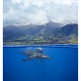 thumbnail image 2 of A split image of a pair of humpback whales underwater in front of the West Maui Mountains just south of Lahaina; Maui H, 2 of 2