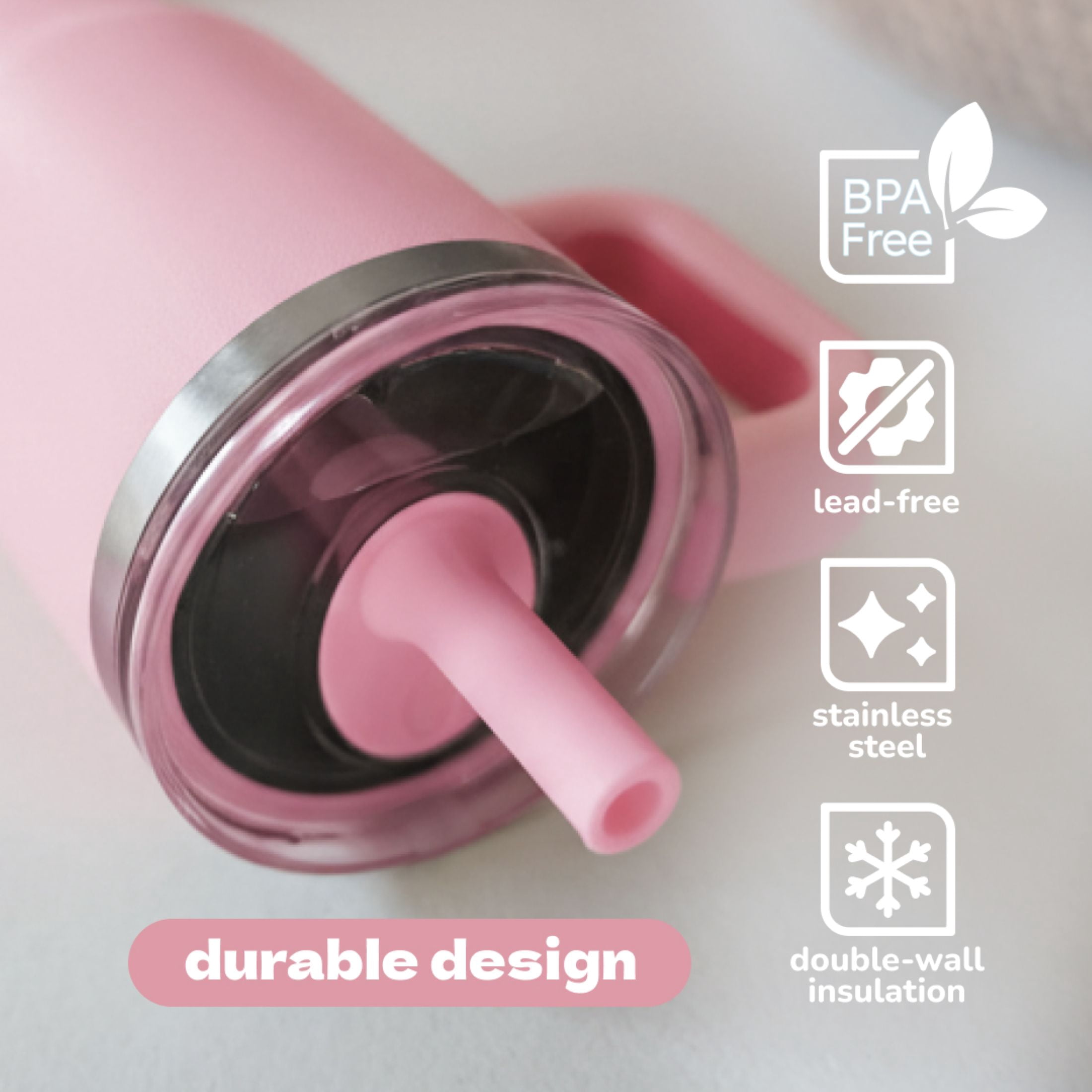 YAYA Mom & Me Tumbler Set, Matching Insulated Stainless Steel Tumblers with Spill-Proof Toddler Tumbler & Reusable Straw, Ergonomic Grip Handle, Dishwasher Safe, 40oz + 12oz, Floral