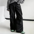 thumbnail image 2 of Women‘s Parachute Trousers in Solid Color  Loose Cargo Long Pants, 2 of 5