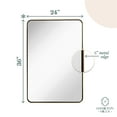 thumbnail image 2 of Hamilton Hills 24x36 inch Metal Gold Frame Mirror for Bathroom | Brushed Rectangular Rounded Corner Vanity | 2" Deep Set Design Large Wall Mirrors Decorative | Hangs Horizontal and Vertical, 2 of 2